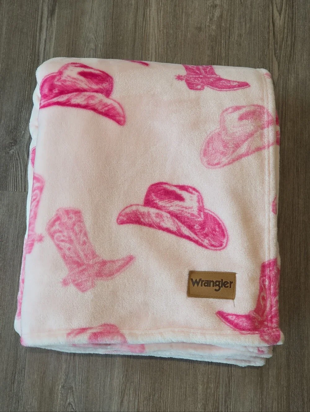 Wrangler Pink Boots And Hats Western Print Plush Cowgirl Blanket